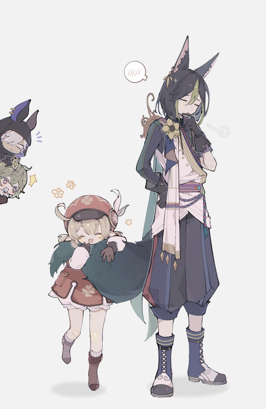 klee, tighnari, cyno, and collei (genshin impact) drawn by yue_(shemika98425261)