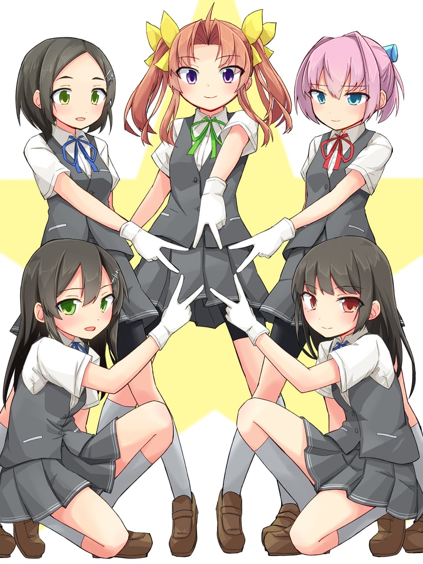 shiranui, kagerou, kuroshio, oyashio, and hayashio (kantai collection) drawn by kakizaki_(chou_neji)