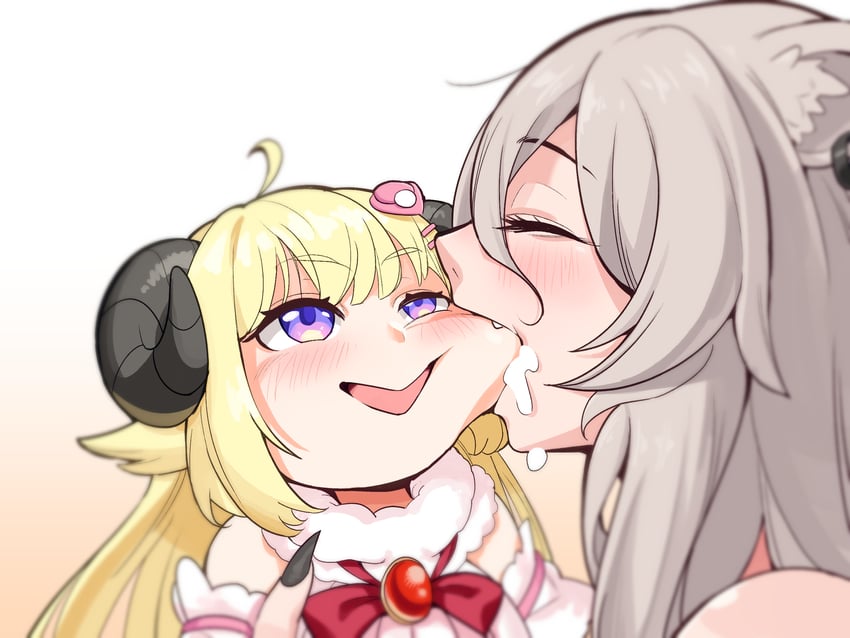 shishiro botan and tsunomaki watame (hololive) drawn by doodle_shark
