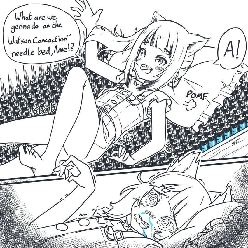 gawr gura (hololive and 1 more) drawn by kiirokuma