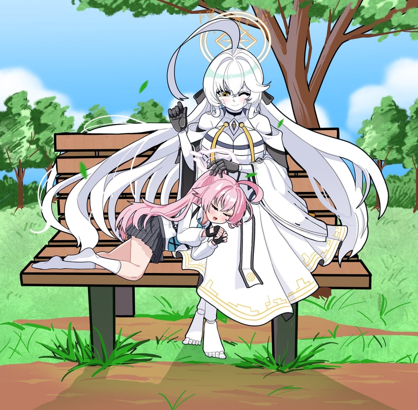 hoshino, yume, and decagrammaton (blue archive) drawn by days_(user_zehd4554)