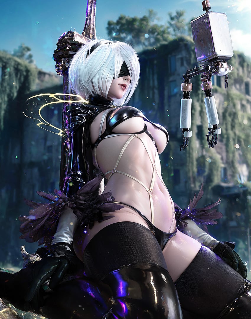 2b and pod (nier and 1 more) drawn by 7bpictures