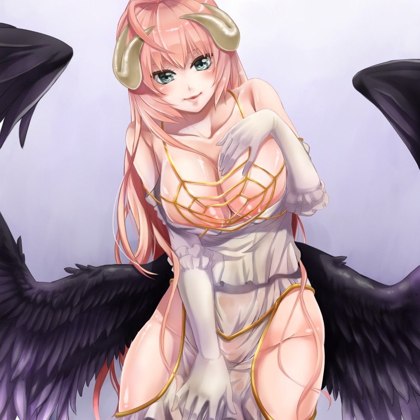 albedo and rusalka schwagerin (overlord and 2 more) drawn by hatori_mia
