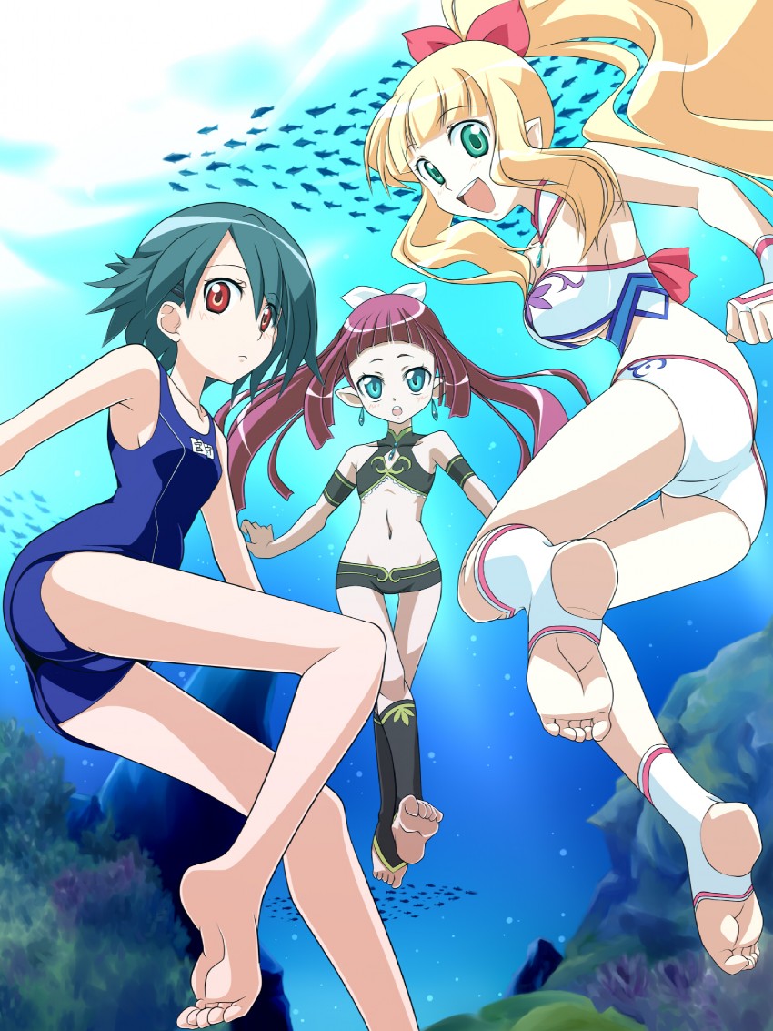 marin, urin, and miyamori kanon (umi monogatari) drawn by santoo_takeshi