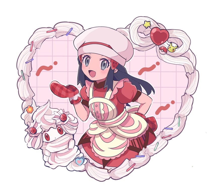pikachu, alcremie, and dawn (pokemon and 1 more) drawn by anzu_(01010611)