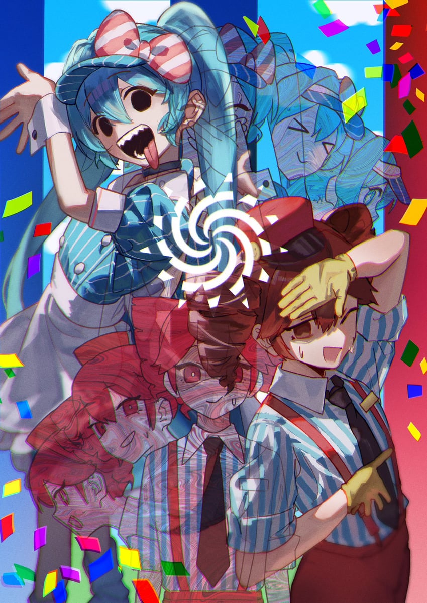 hatsune miku and kasane teto (vocaloid and 2 more) drawn by 6o2_(rokumaruni)