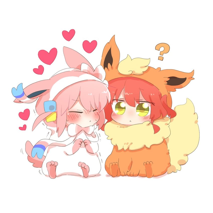 gotoh hitori, kita ikuyo, sylveon, and flareon (pokemon and 1 more) drawn by rebecca_(keinelove)