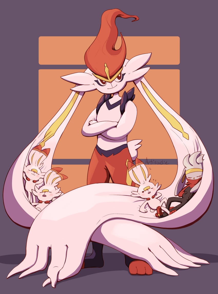 scorbunny, cinderace, raboot, and gigantamax cinderace (pokemon) drawn by artisadie