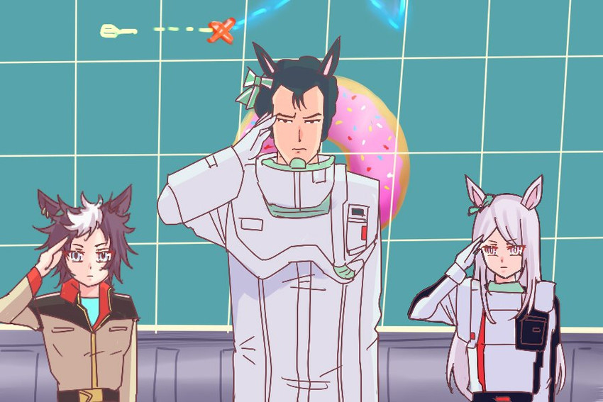 mejiro mcqueen, amuro ray, mejiro bright, mejiro ryan, and bright noa (umamusume and 2 more) drawn by anikinoihai893