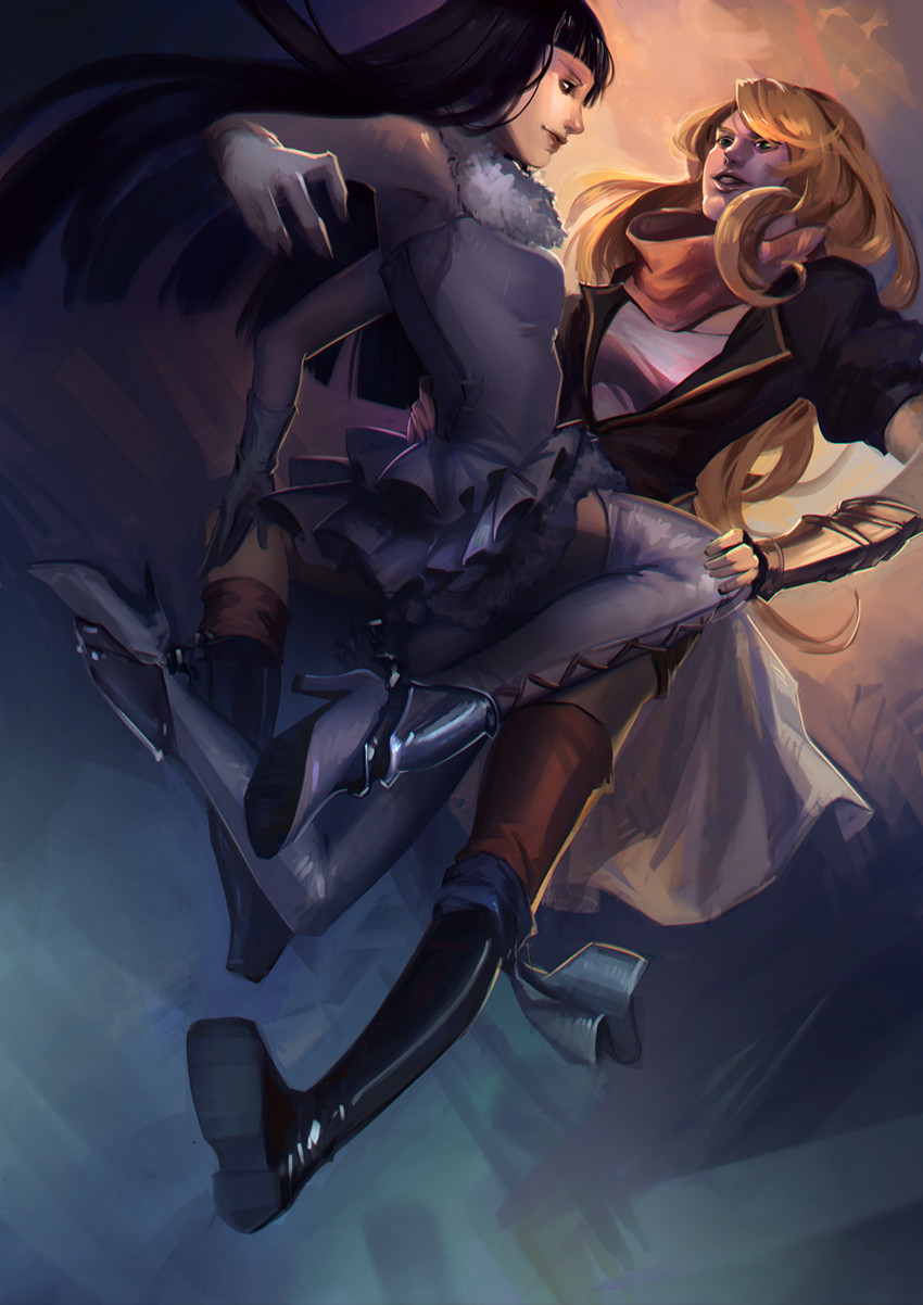 yang xiao long and melanie malachite (rwby) drawn by 3four