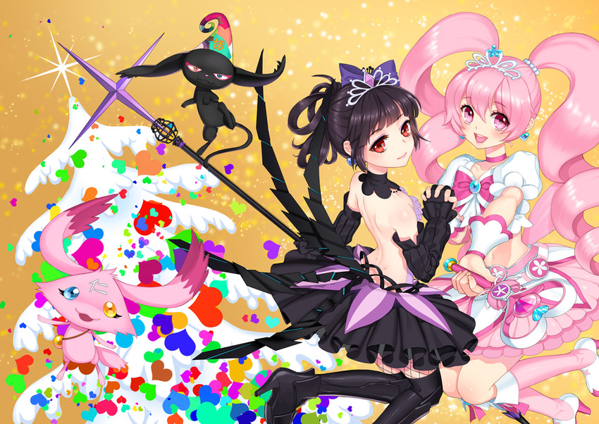 black princess, teiue tamaki, pink princess, and hani haruka (six heart princess) drawn by briska