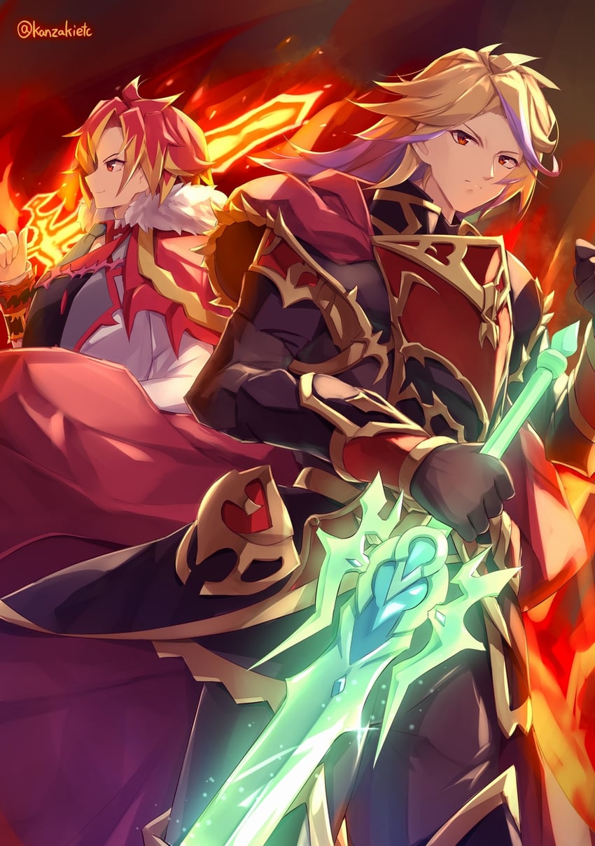infernoble knight emperor charles and infernoble knight roland (yu-gi-oh!) drawn by kanzakietc