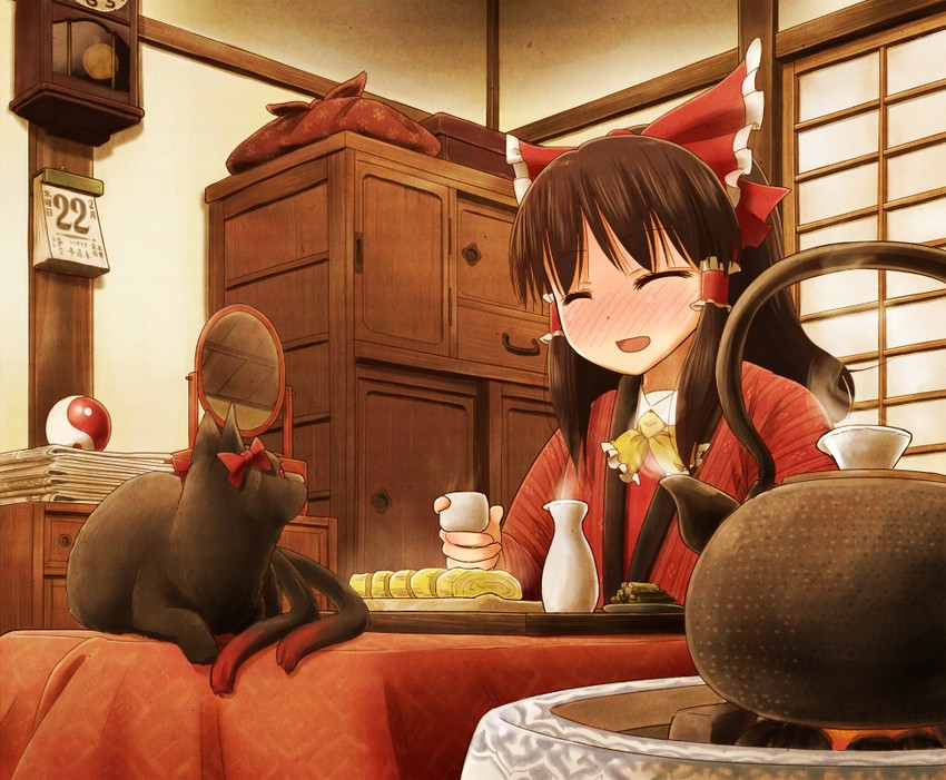 hakurei reimu and kaenbyou rin (touhou) drawn by morioka_itari