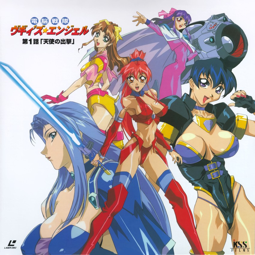 tachibana shiori, voogie, rebecca sweet hawzen, midi the girl, and marrybel candy stwert (dennou sentai voogie's angel) drawn by oobari_masami