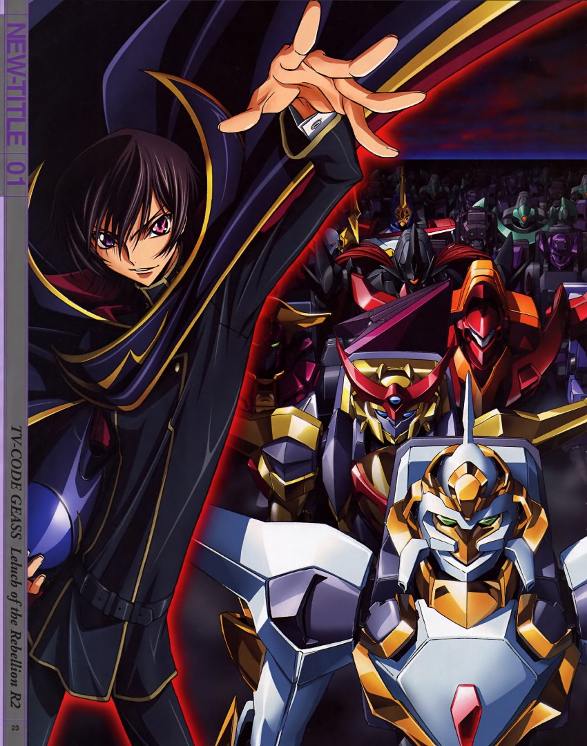 lelouch vi britannia, guren, lancelot, guren mk-ii, lancelot z-01, and 8 more (code geass) drawn by kimura_takahiro and nakada_eiji