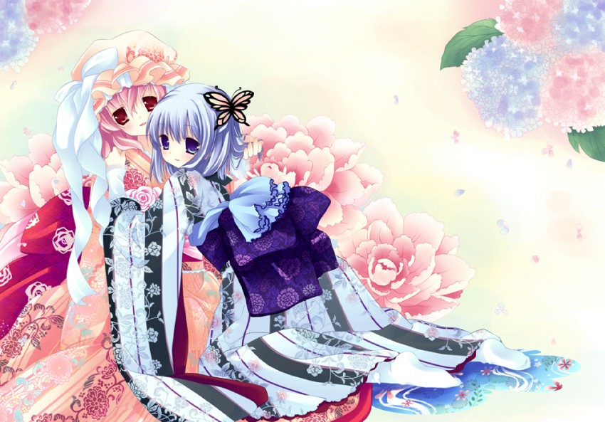 konpaku youmu and saigyouji yuyuko (touhou) drawn by natsume_eri