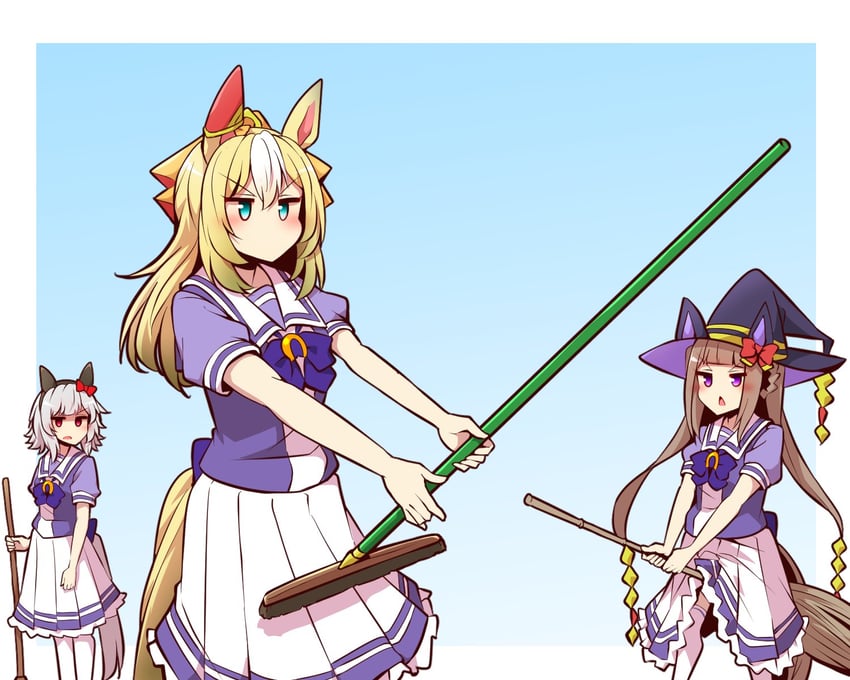 curren chan, sweep tosho, and durandal (umamusume) drawn by yonedatomo_mizu