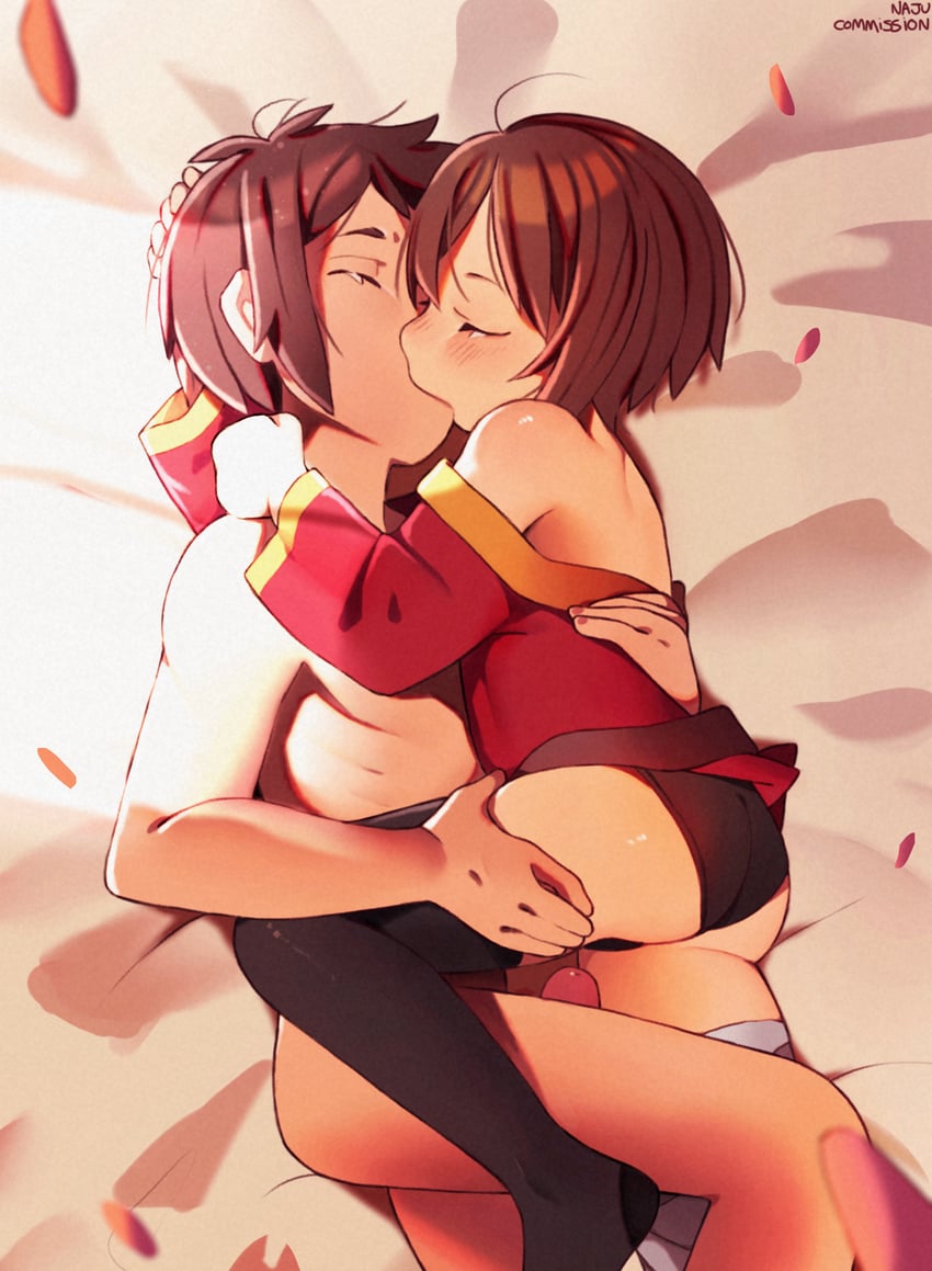megumin and satou kazuma (kono subarashii sekai ni shukufuku wo!) drawn by najucaju_naju