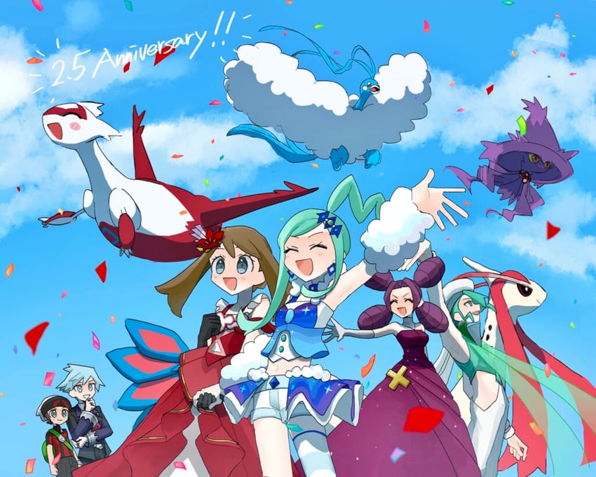 brendan, steven stone, latias, altaria, milotic, and 5 more (pokemon and 3 more) drawn by mio14s