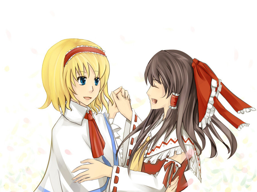 hakurei reimu and alice margatroid (touhou) drawn by hyou_yoru_tamashii