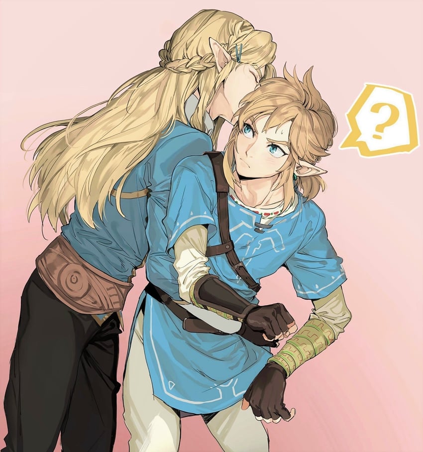 link and princess zelda (the legend of zelda and 1 more) drawn by gyou_chin