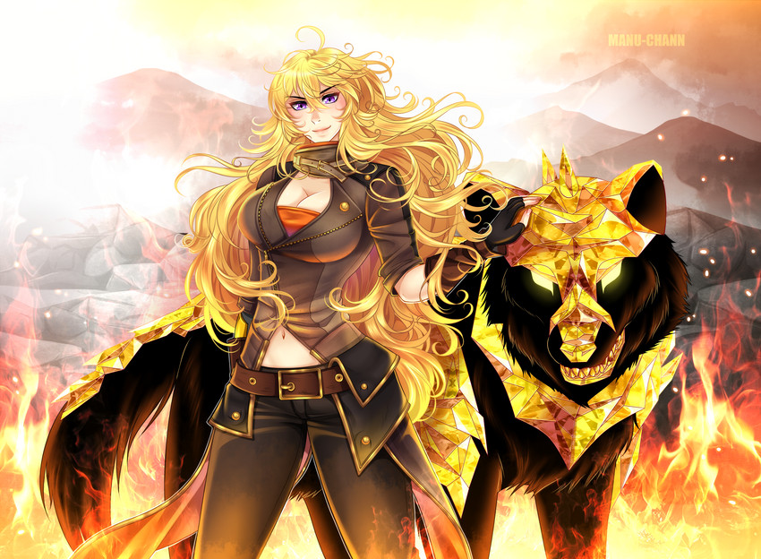 yang xiao long and grimm (rwby) drawn by manu-chann