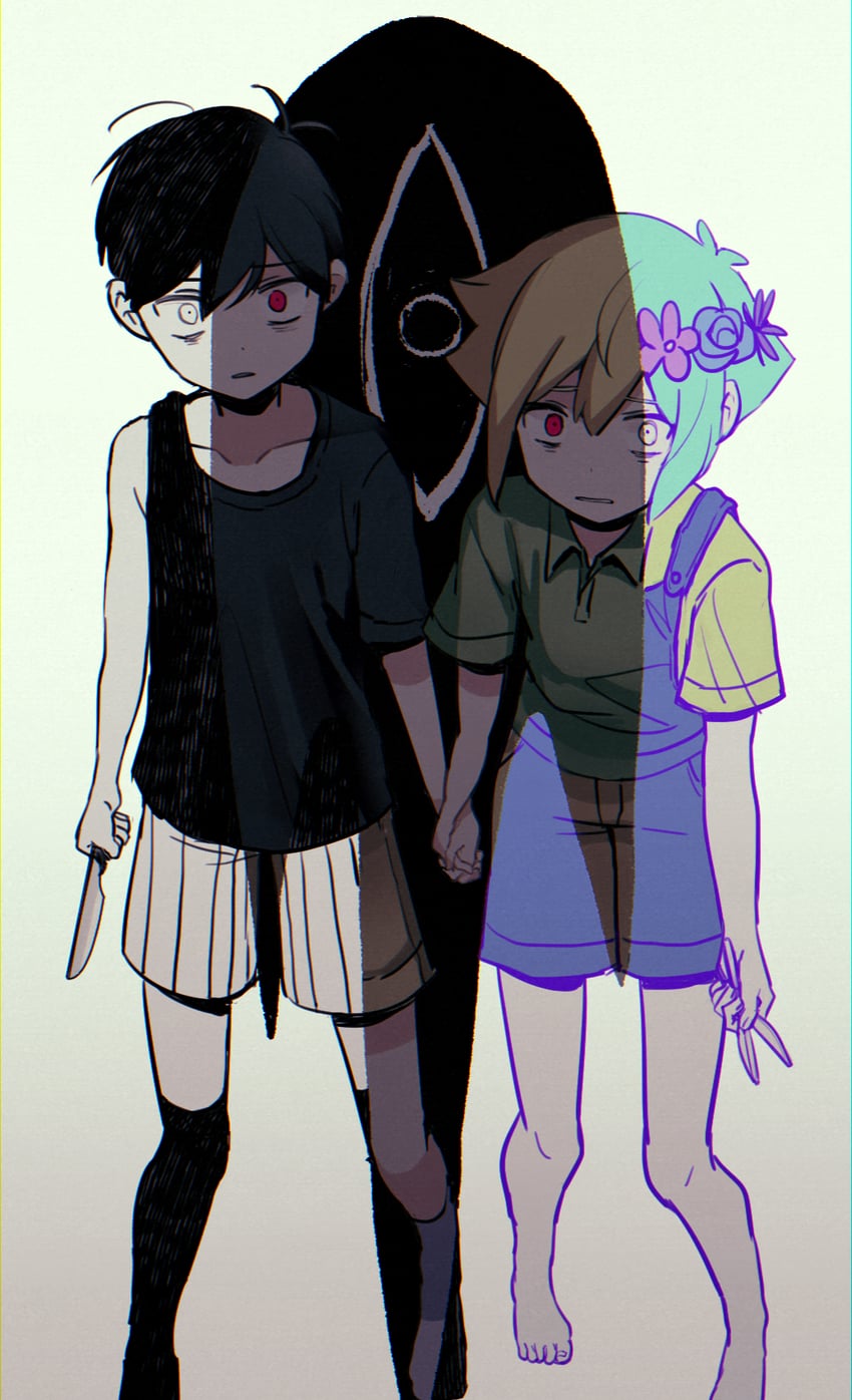 sunny, omori, basil, and something (omori) drawn by yutsu