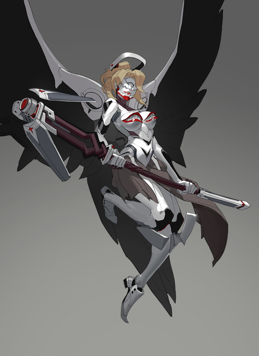 mercy and mass production eva (neon genesis evangelion and 3 more) drawn by kelvin_chan