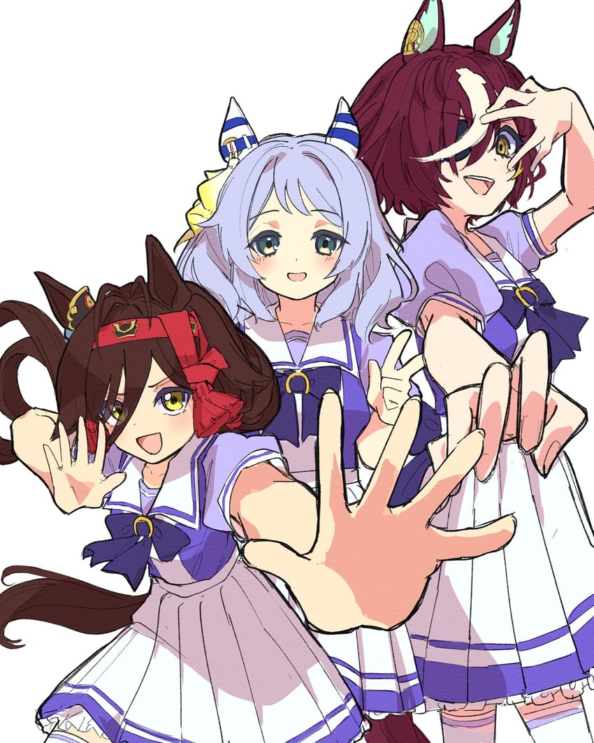 hishi miracle, tanino gimlet, and no reason (umamusume) drawn by suisui_misumi