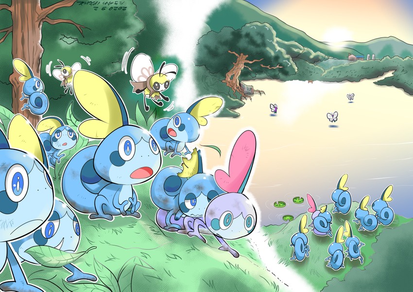 sobble, butterfree, and ribombee (pokemon) drawn by takigawa_geenito
