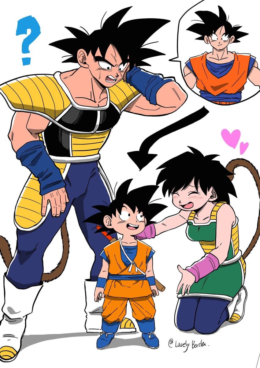 son goku, bardock, and gine (dragon ball and 2 more) drawn by lovelybada