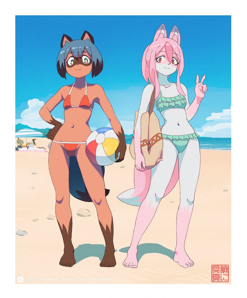 kagemori michiru and hiwatashi nazuna (brand new animal) drawn by michirutnk