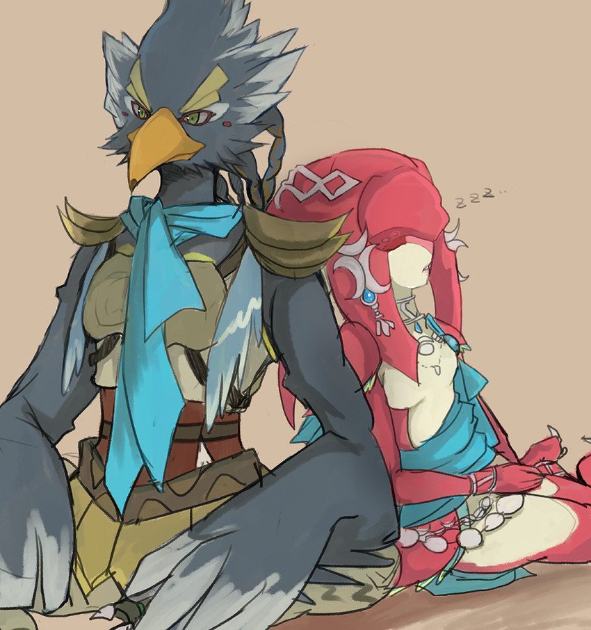 mipha and revali (the legend of zelda and 1 more) drawn by rem_(eyes_410)