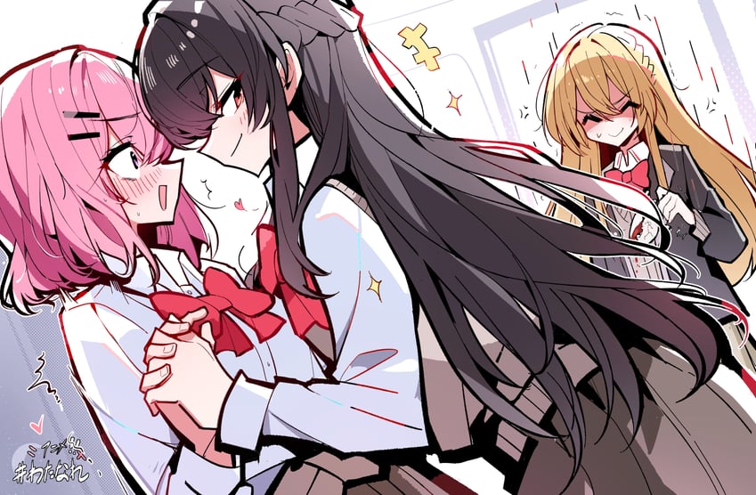 amaori renako, ouzuka mai, and koto satsuki (watashi ga koibito ni nareru wake naijan murimuri!) drawn by zhanzhangzlw