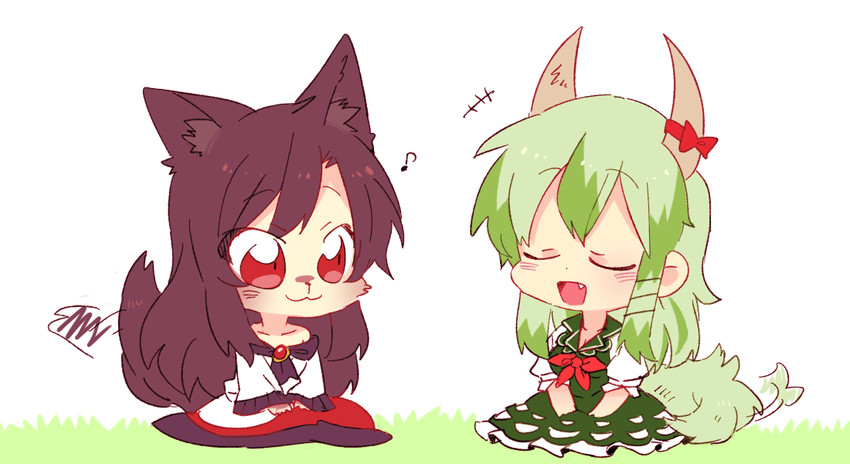 kamishirasawa keine, imaizumi kagerou, and ex-keine (touhou) drawn by 6_(yuchae)
