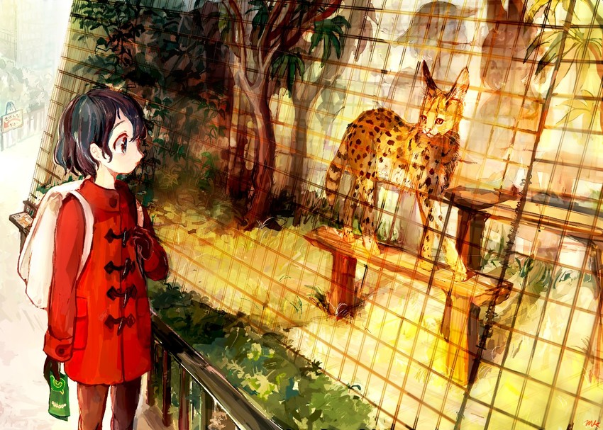 serval, kaban, and lucky beast (kemono friends) drawn by emu_(m-cch87)