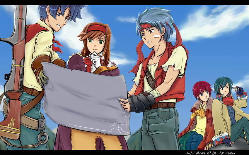 virginia maxwell, rody roughnight, ashley winchester, dean stark, and jude maverick (wild arms and 5 more) drawn by duhui