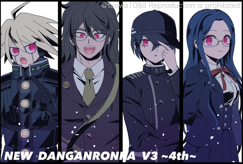 saihara shuichi, k1-b0, shirogane tsumugi, and gokuhara gonta (danganronpa and 1 more) drawn by 108_(toowa)