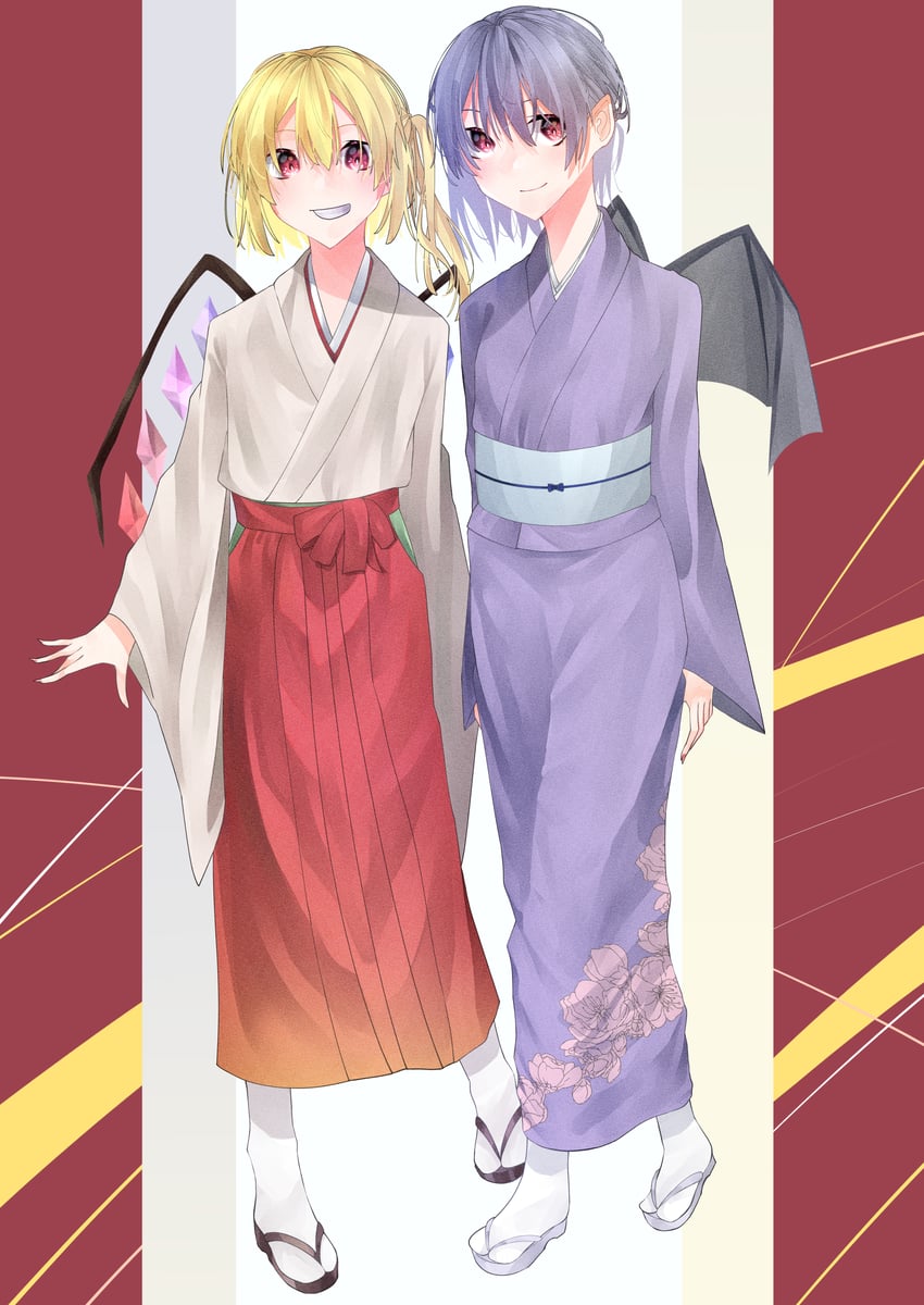 remilia scarlet and flandre scarlet (touhou) drawn by kanda_(kami4545)