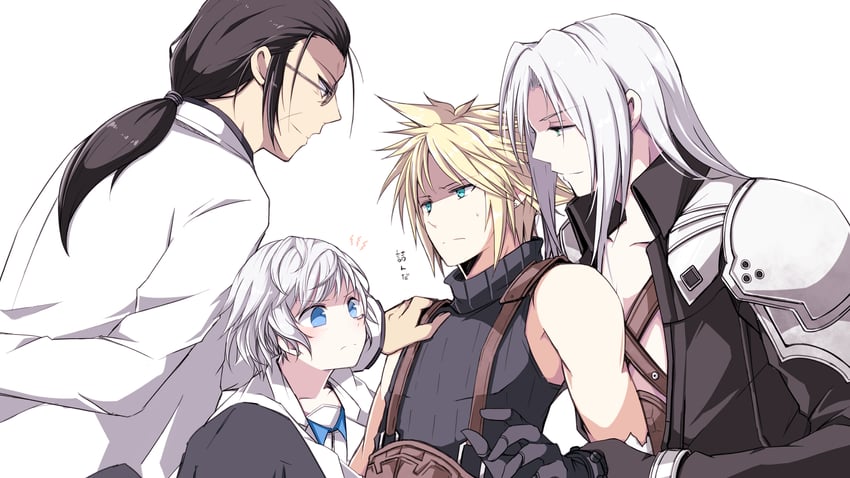 cloud strife, sephiroth, professor houjou, and chadley (final fantasy and 2 more) drawn by nanao_(zonzonsh)