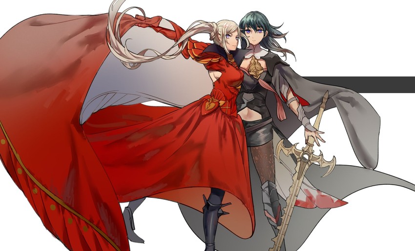 female byleth and edelgard von hresvelg (fire emblem and 1 more) drawn by chocolate_(jitong)