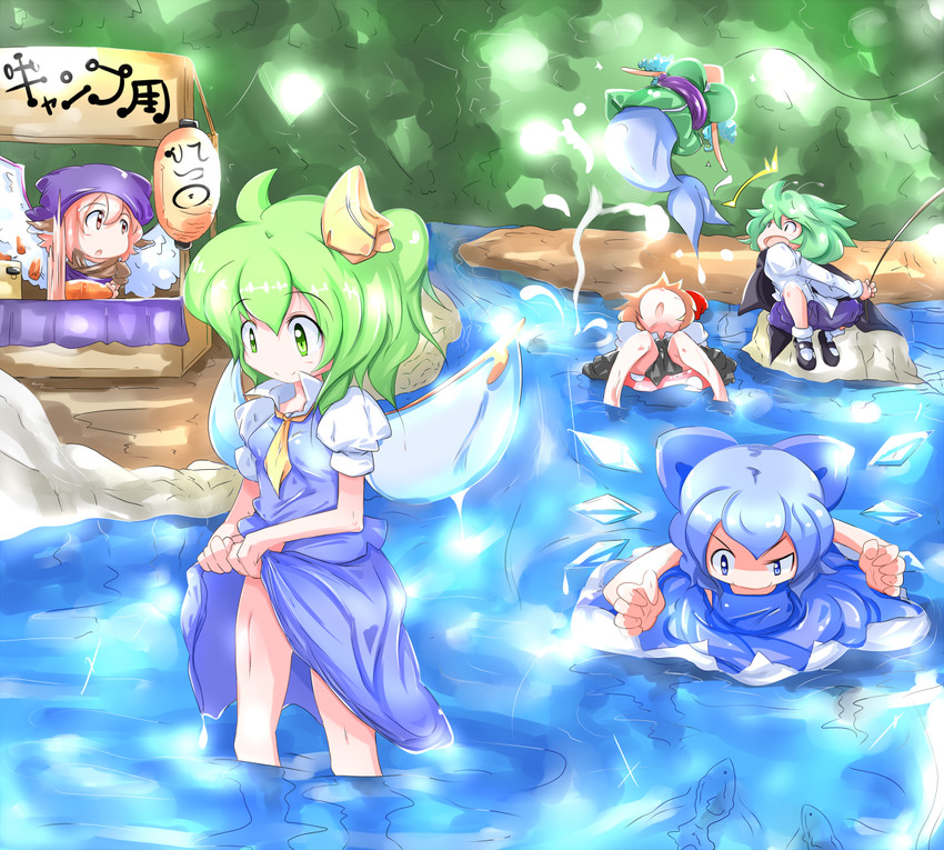 cirno, rumia, mystia lorelei, daiyousei, wriggle nightbug, and 2 more (touhou) drawn by kikurage_(sugi222)