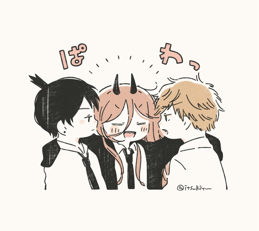 power, denji, and hayakawa aki (chainsaw man) drawn by itsuki_yuu