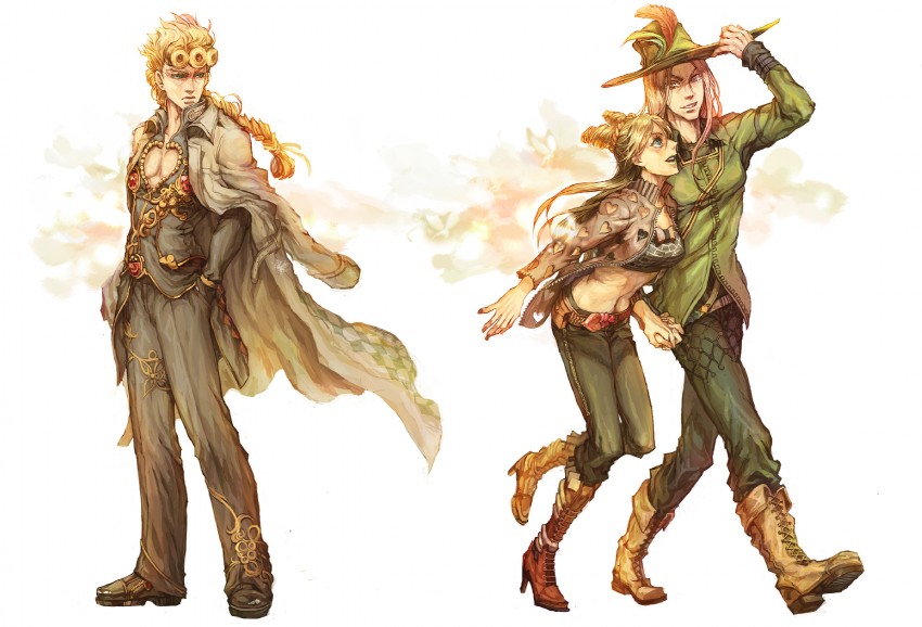 giorno giovanna, irene, and anakiss (jojo no kimyou na bouken and 2 more) drawn by agnesgd