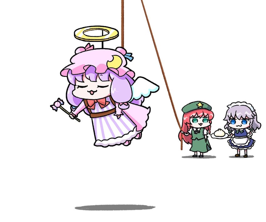 izayoi sakuya, patchouli knowledge, and hong meiling (touhou) drawn by ajitsuki