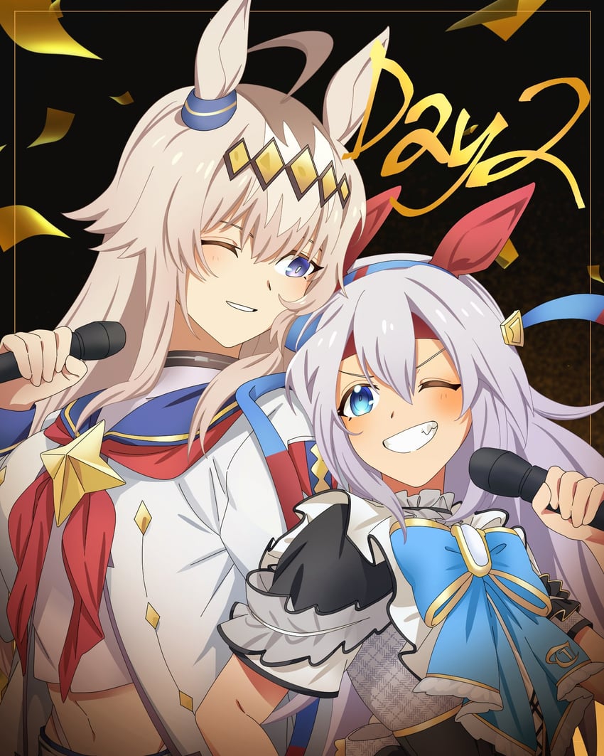 oguri cap and tamamo cross (umamusume) drawn by yangmal_(uma_red_sheep)