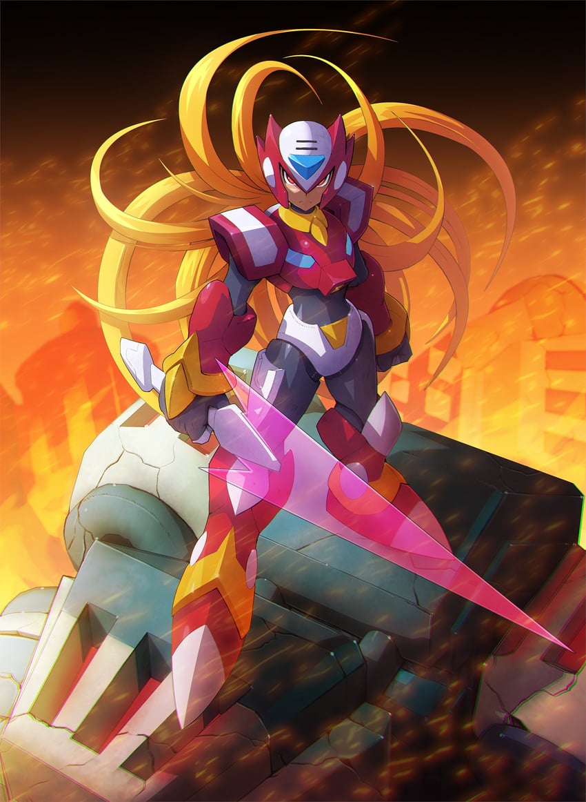 omega (mega man and 3 more) drawn by ultimatemaverickx