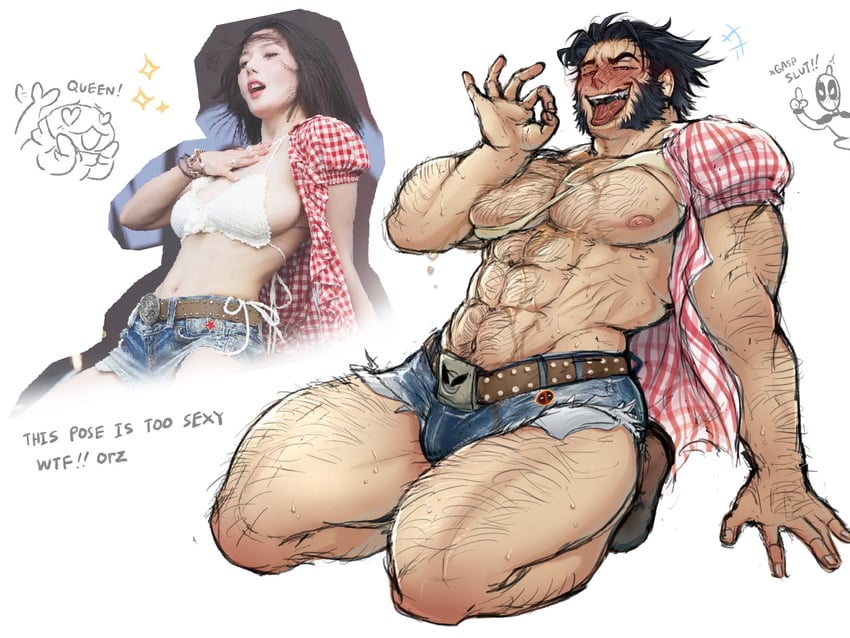 wolverine, deadpool, jeff the land shark, and kwon eun-bi (marvel and 3 more) drawn by baimonbluewhale