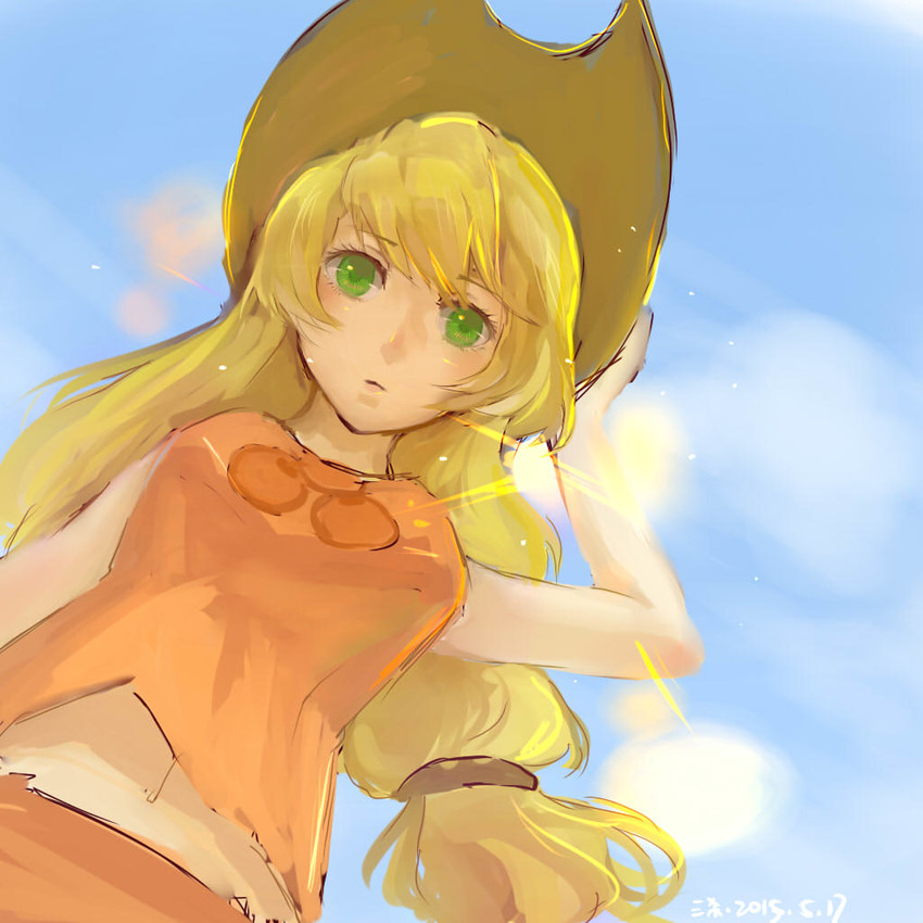 applejack (my little pony and 1 more) drawn by sansha_233