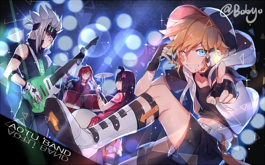 king, kaili, grey, and phantom.s (aotu world) drawn by bokyo